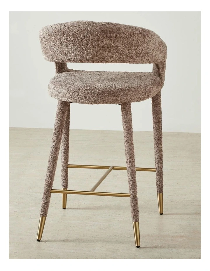 Moulin Warm Taupe Woven Fabric 66cm Counter Stool - Champagne Gold Legs image 2