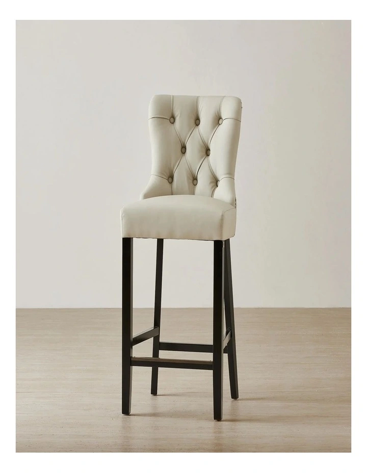 Saxon II Cloud Grey Vegan Leather Bar Stool image 1