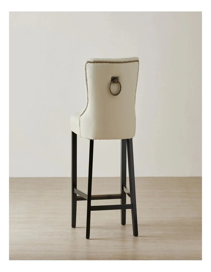 Saxon II Cloud Grey Vegan Leather Bar Stool image 3