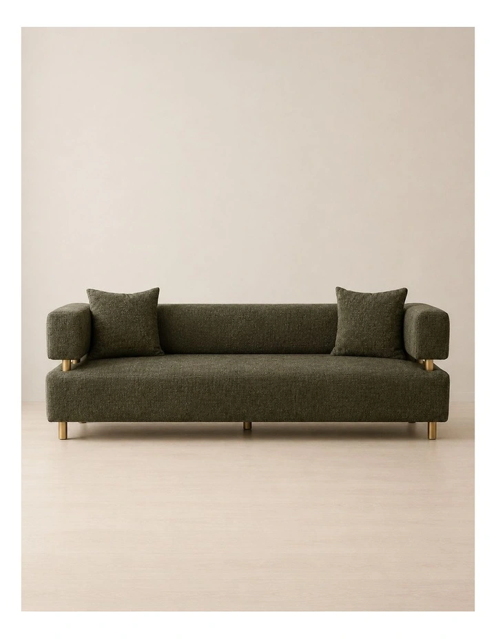 Malta II 3-Seater Green Chenille Fabric Sofa image 1