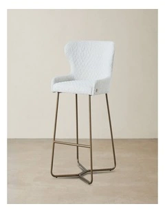 Quinn Cream Boucle Bar Stool - Brass Colour Legs