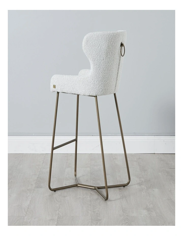 Quinn Cream Boucle Bar Stool - Brass Colour Legs image 2