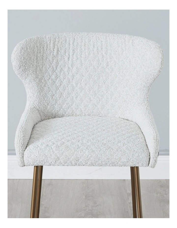 Quinn Cream Boucle Bar Stool - Brass Colour Legs image 3
