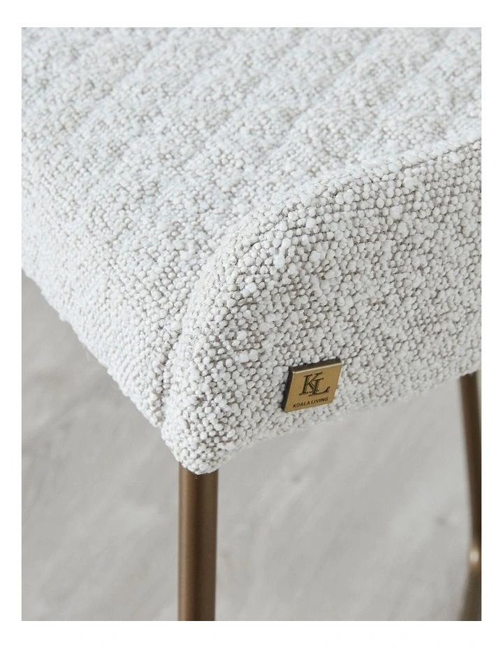 Quinn Cream Boucle Bar Stool - Brass Colour Legs image 4