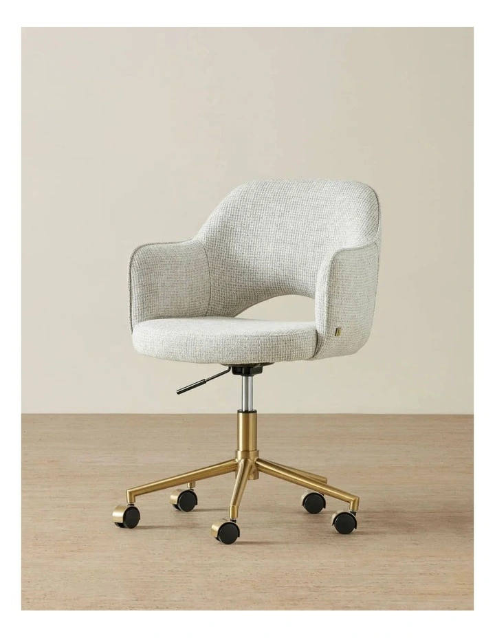 Adrianna Dove Grey Woven Fabric Desk Chair image 1