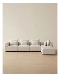 Riviera III Isabelline White Fabric Modular Sofa