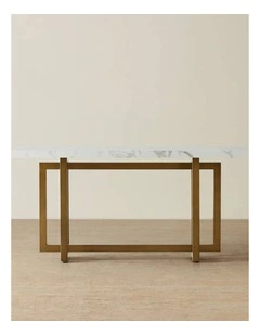 Grayson Brushed Bronze Console Table with Statuario White Sintered Stone Top
