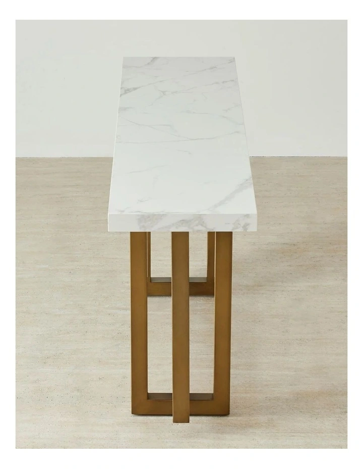 Grayson Brushed Bronze Console Table with Statuario White Sintered Stone Top image 3