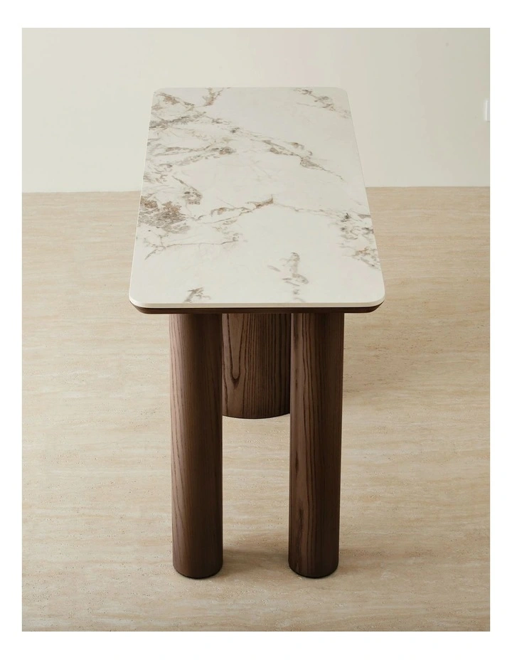 Terzetto Pandora Brown Sintered Stone Desk Table - Dark Brown Ash Legs image 2
