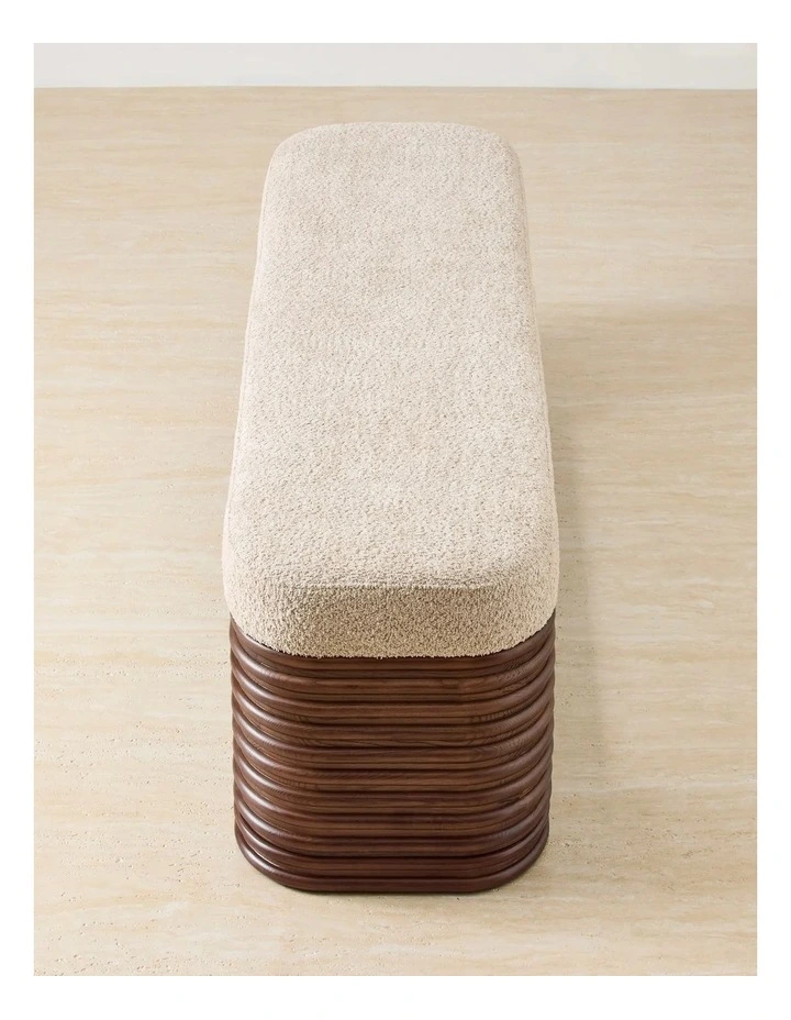 Ophelia Mid Beige Fabric Ottoman - Smoky Walnut image 2