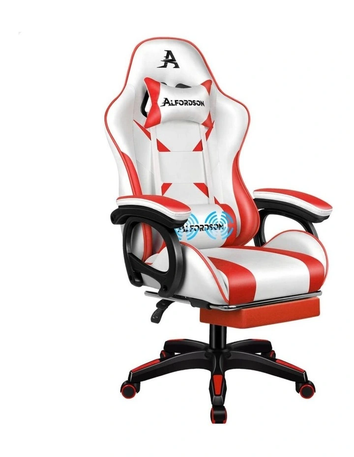 Gaming Office Chair Racing Massage Computer Seat Footrest Leather image 1