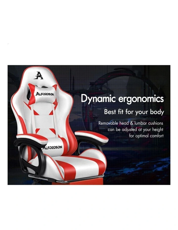 Gaming Office Chair Racing Massage Computer Seat Footrest Leather image 2
