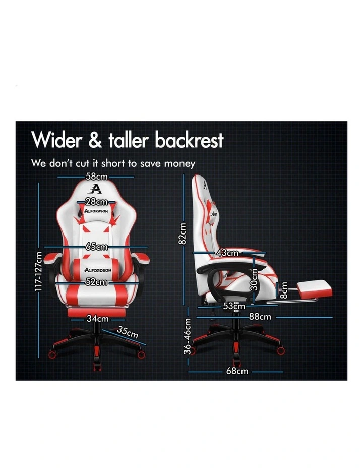 Gaming Office Chair Racing Massage Computer Seat Footrest Leather image 3