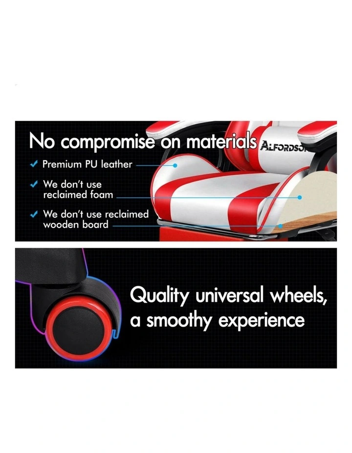 Gaming Office Chair Racing Massage Computer Seat Footrest Leather image 4