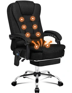 Office Chair Massage Heat Seat Fabric Black