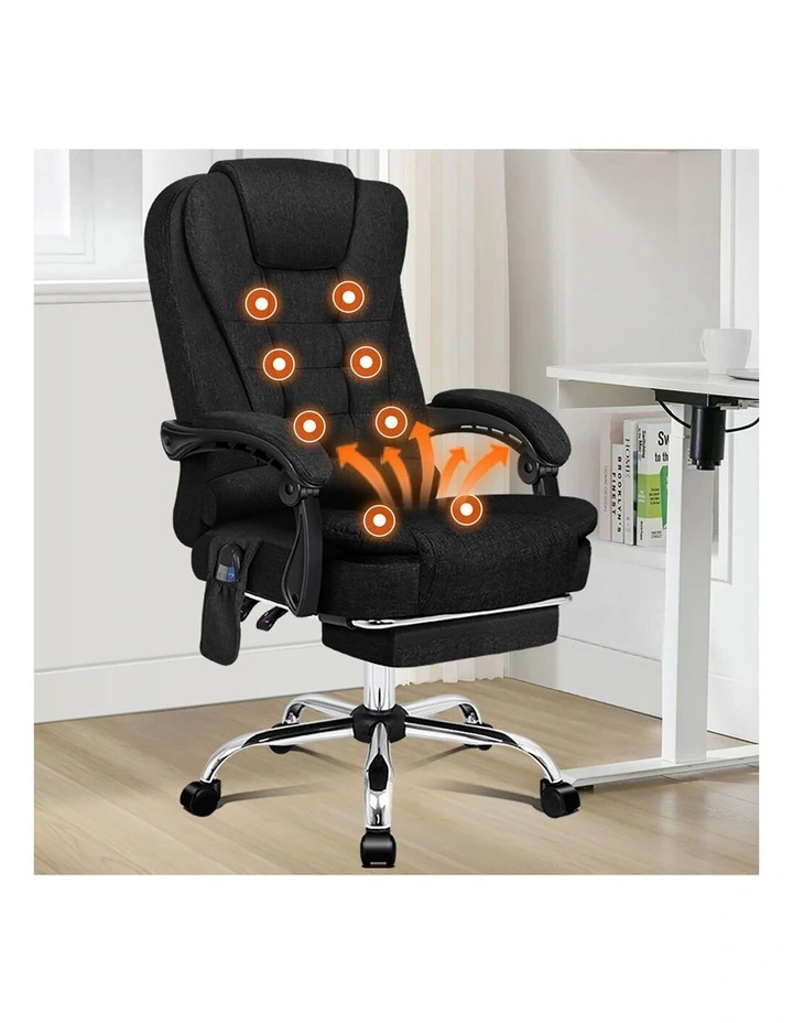 Office Chair Massage Heat Seat Fabric Black image 2
