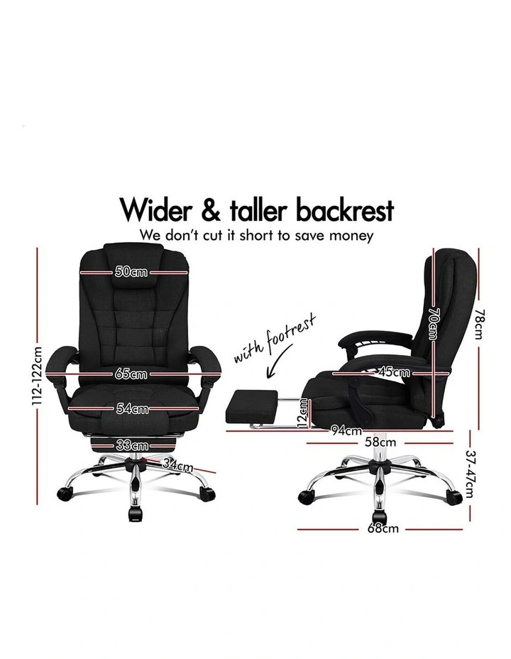 Office Chair Massage Heat Seat Fabric Black image 3