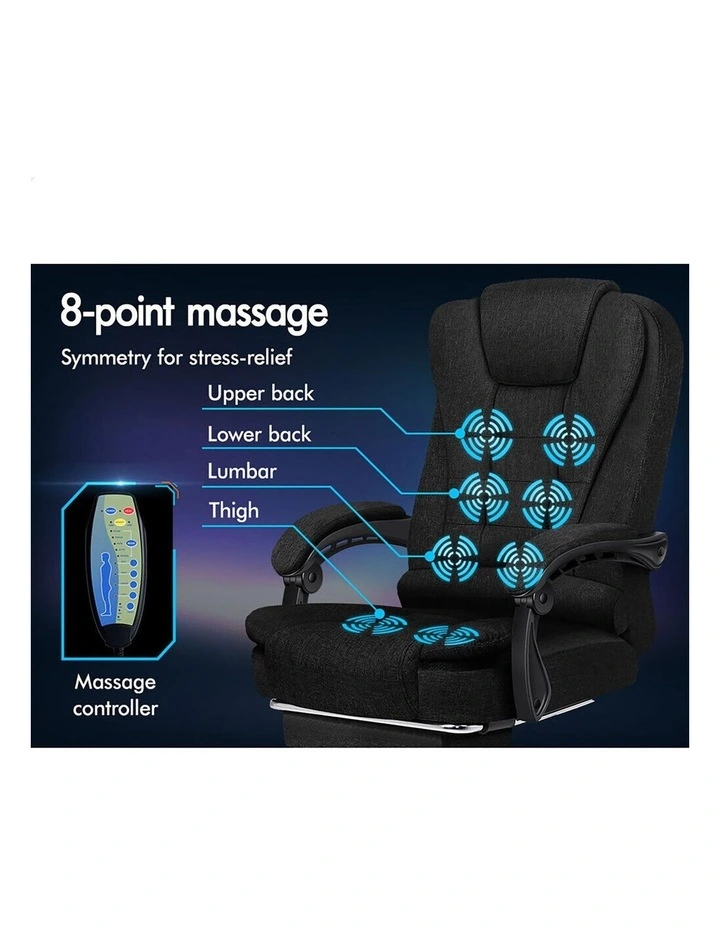Office Chair Massage Heat Seat Fabric Black image 6