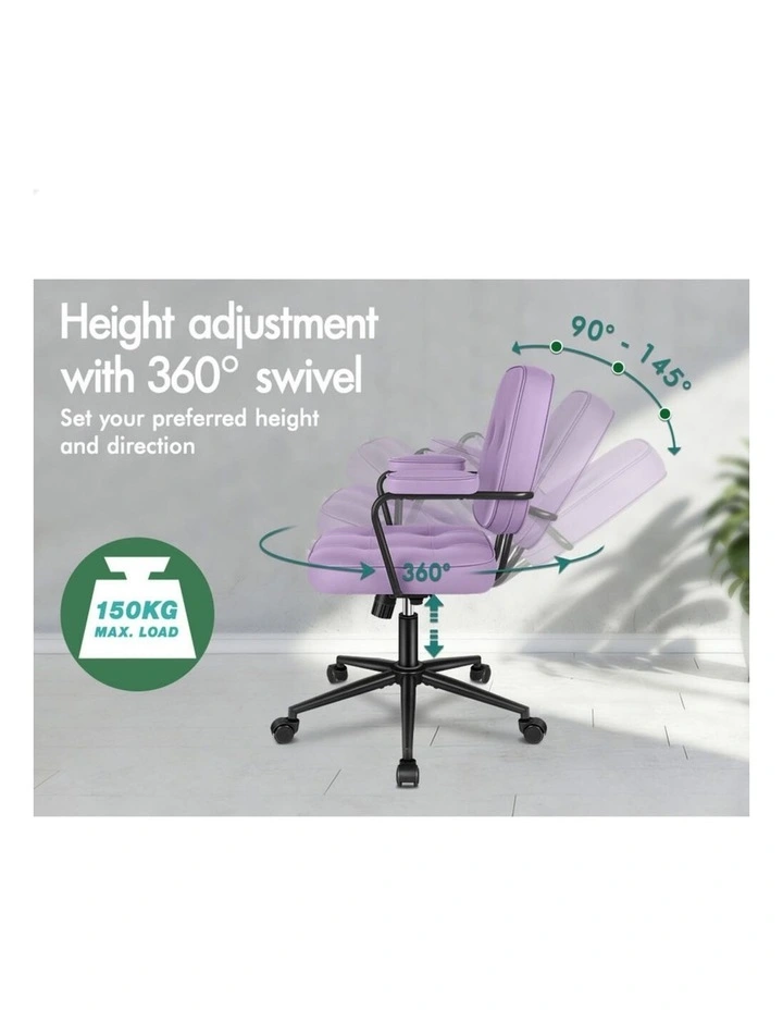 Office Chair Ergonomic Executive Computer Work Seat PU Leather Purple image 2