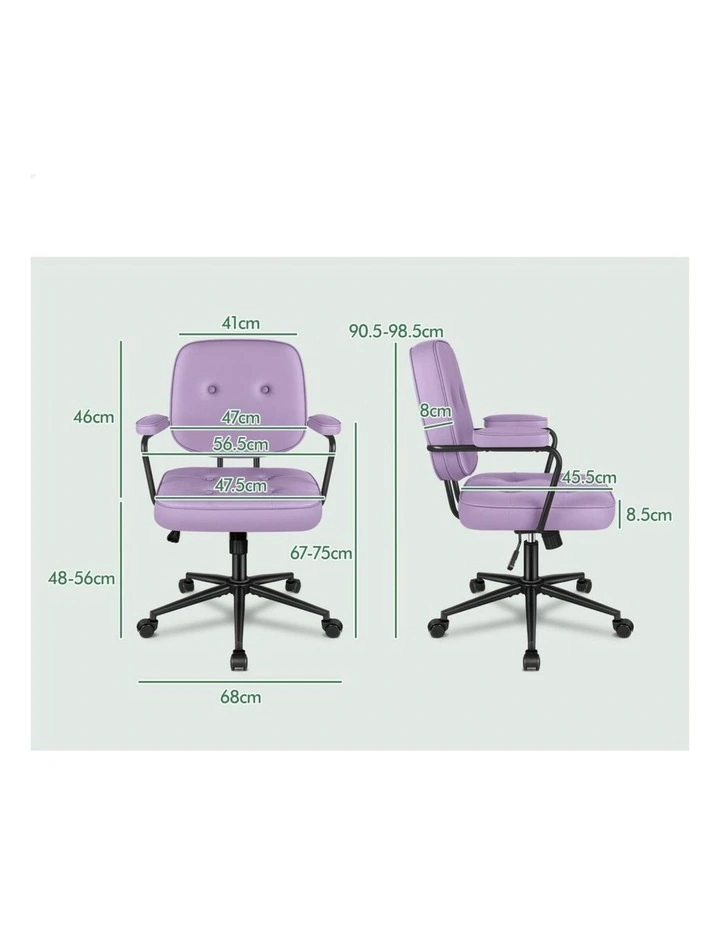Office Chair Ergonomic Executive Computer Work Seat PU Leather Purple image 5