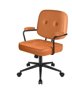 Office Chair Ergonomic Executive Computer Work Seat PU Leather Brown