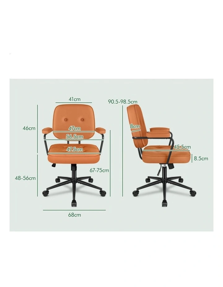 Office Chair Ergonomic Executive Computer Work Seat PU Leather Brown image 4