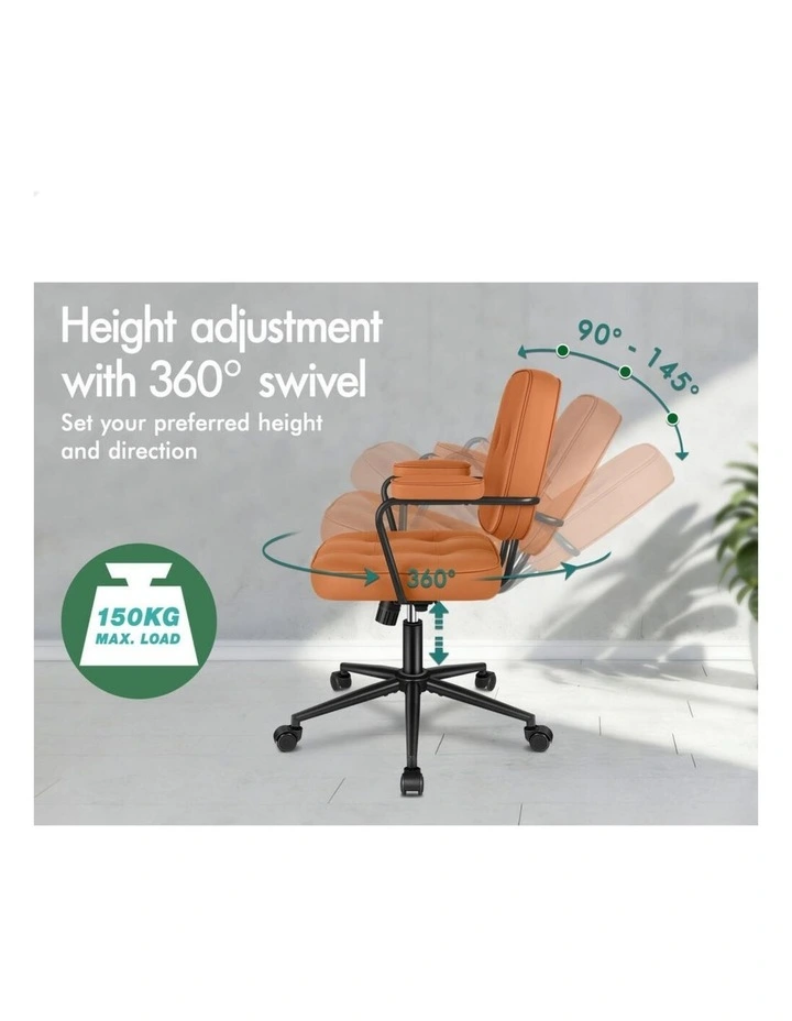 Office Chair Ergonomic Executive Computer Work Seat PU Leather Brown image 7