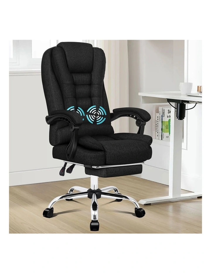 Massage Office Chair Fabric Seat Black image 2