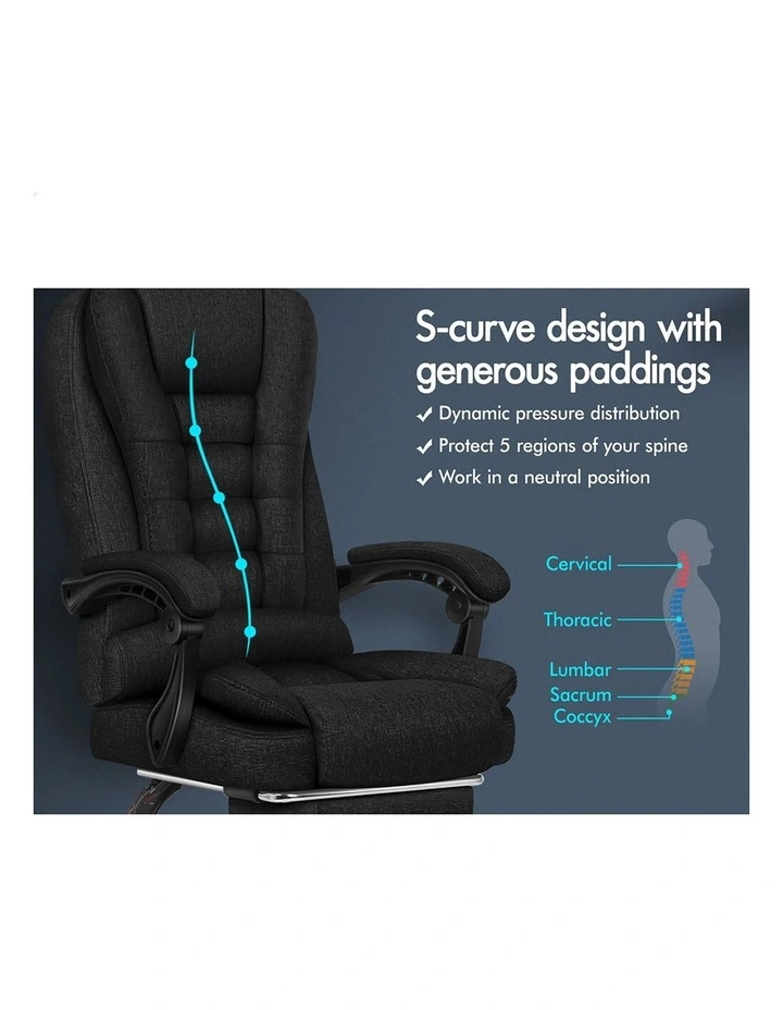 Massage Office Chair Fabric Seat Black image 4