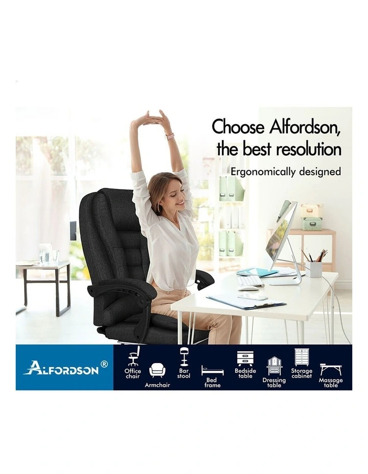 Massage Office Chair Fabric Seat Black image 7