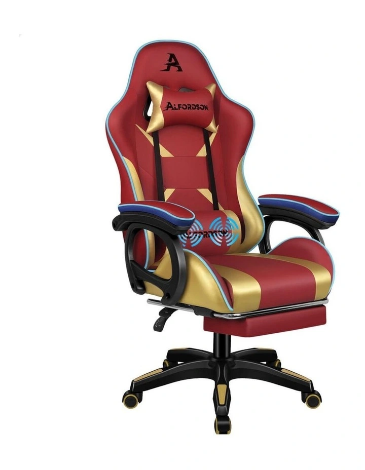 Gaming Office Chair Racing Massage Computer Seat Footrest Leather image 1