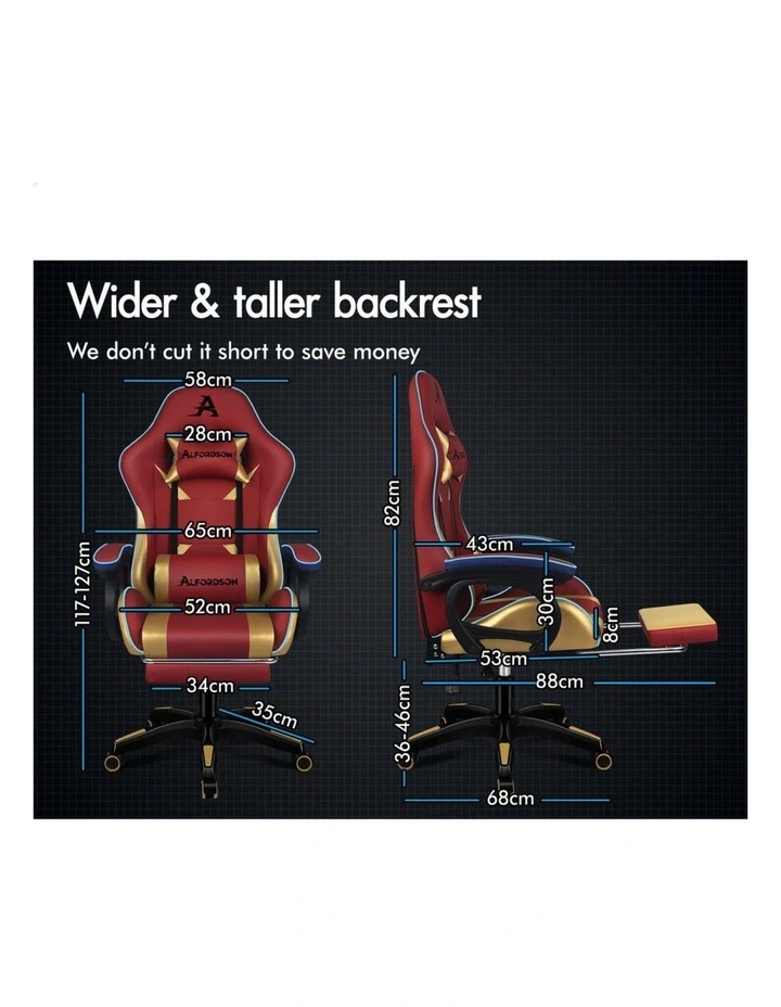 Gaming Office Chair Racing Massage Computer Seat Footrest Leather image 4
