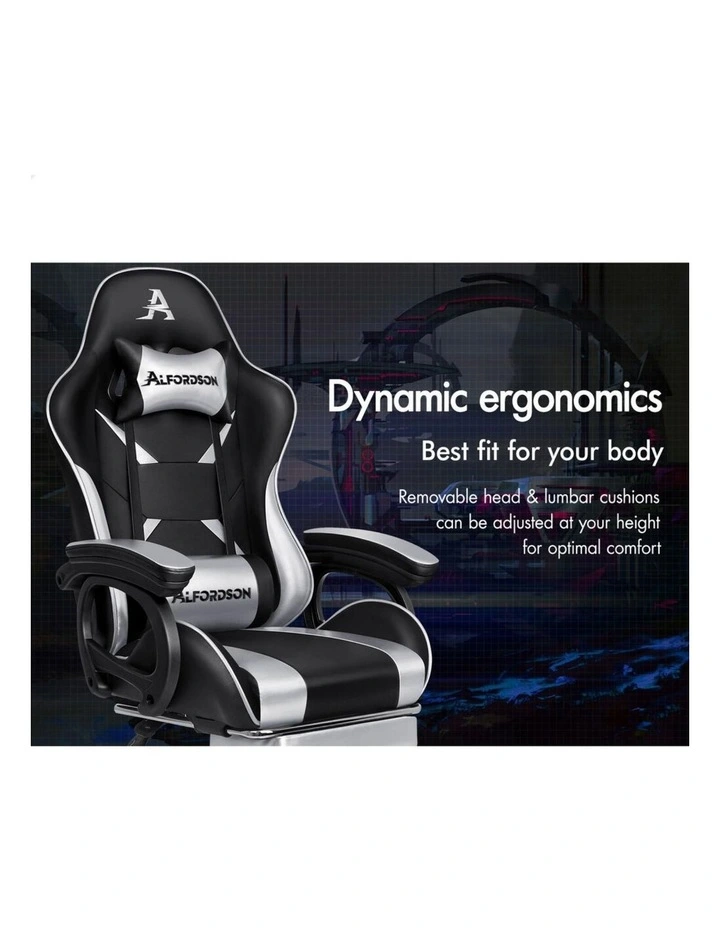 Gaming Office Chair Racing Massage Computer Seat Footrest Leather image 3