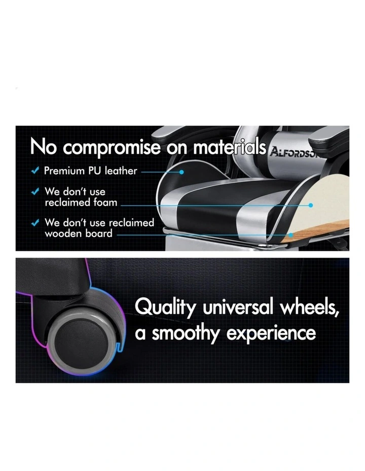 Gaming Office Chair Racing Massage Computer Seat Footrest Leather image 7