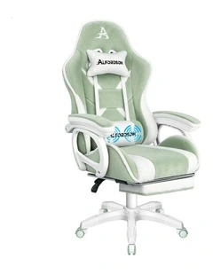 Gaming Office Chair Racing Massage Computer Seat Footrest Sherpa Fleece