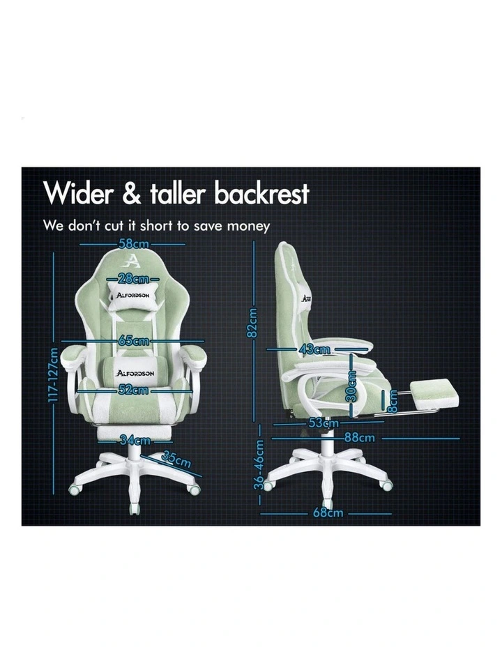 Gaming Office Chair Racing Massage Computer Seat Footrest Sherpa Fleece image 6