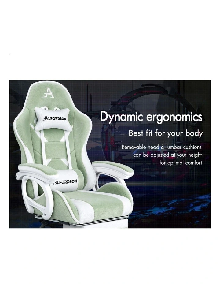 Gaming Office Chair Racing Massage Computer Seat Footrest Sherpa Fleece image 7