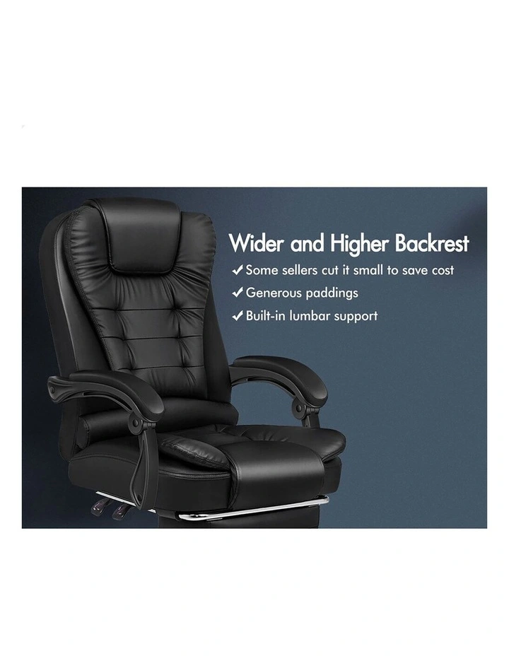 Office Chair PU Leather Seat Footrest Black image 5