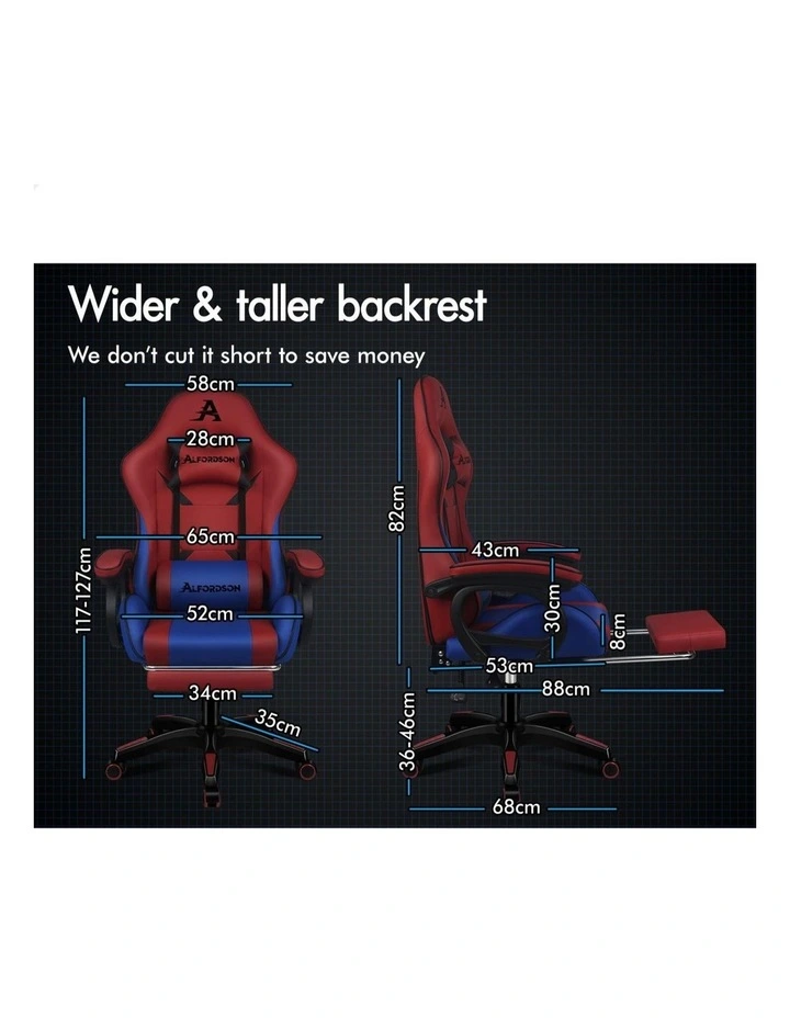 Gaming Office Chair Racing Massage Computer Seat Footrest Leather image 5