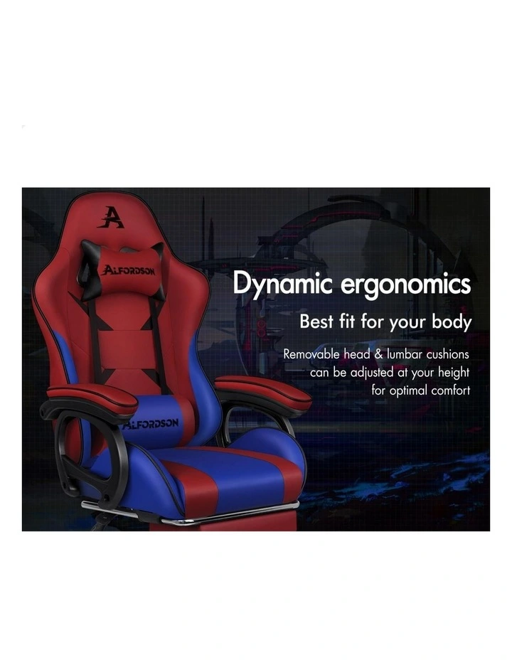 Gaming Office Chair Racing Massage Computer Seat Footrest Leather image 7