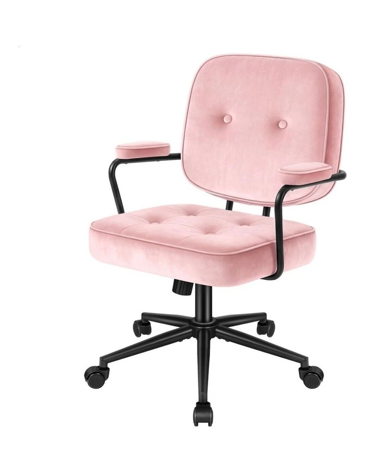 Office Chair Ergonomic Executive Computer Work Seat Velvet Pink image 1