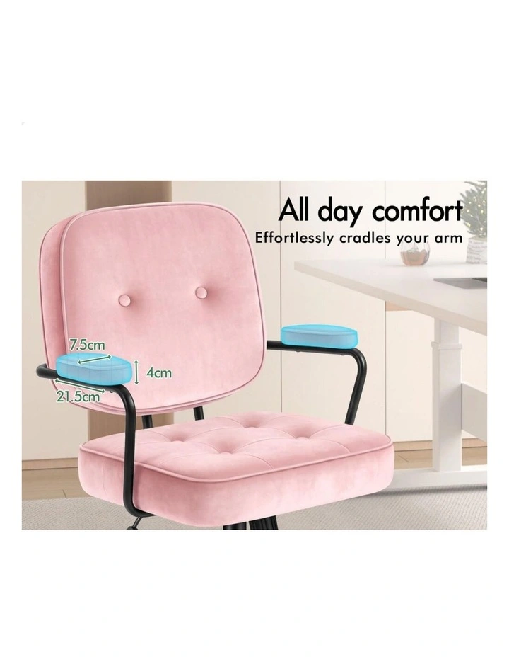 Office Chair Ergonomic Executive Computer Work Seat Velvet Pink image 2