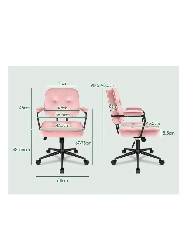 Office Chair Ergonomic Executive Computer Work Seat Velvet Pink image 4