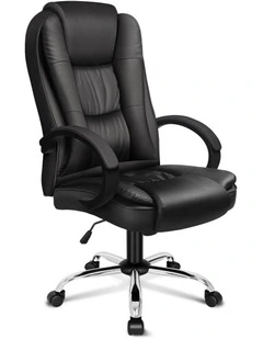 Executive Office Chair PU Leather Computer Gaming Racer Black Seat