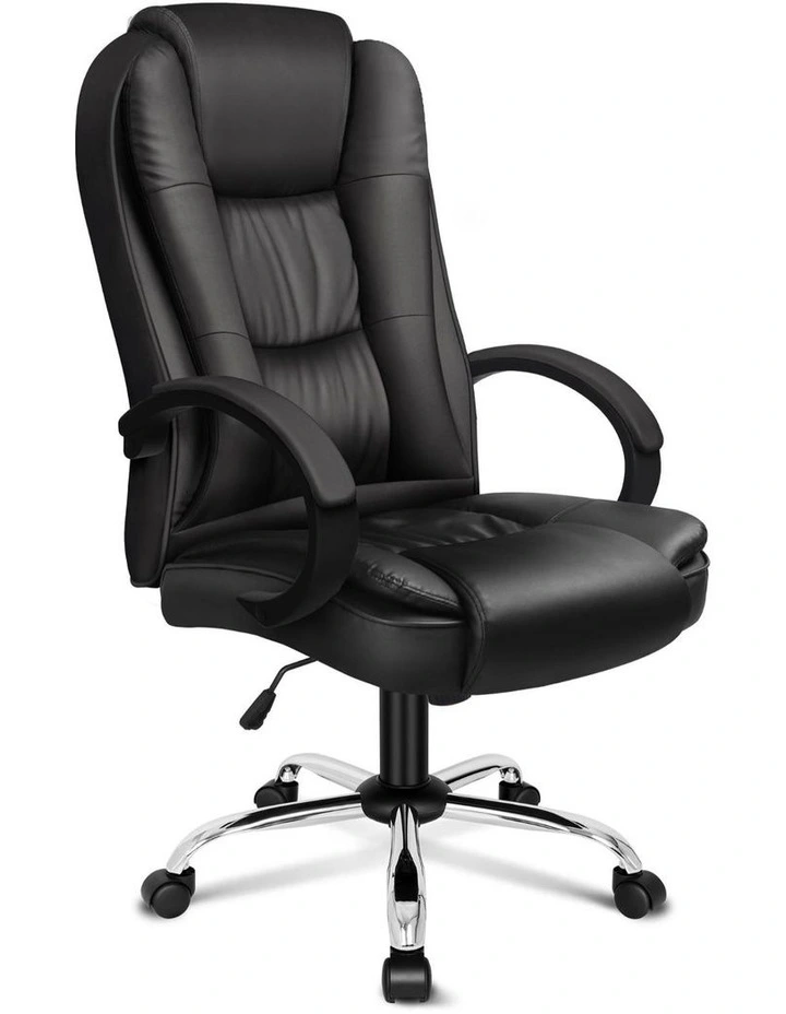 Executive Office Chair PU Leather Computer Gaming Racer Black Seat image 1