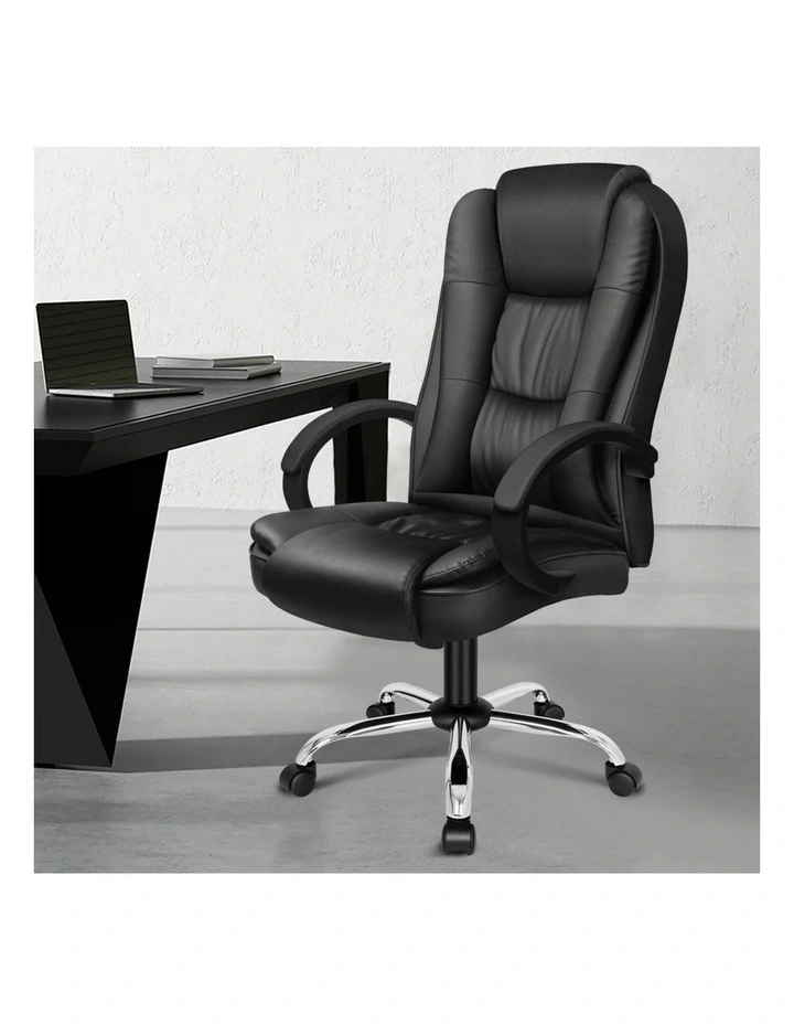 Executive Office Chair PU Leather Computer Gaming Racer Black Seat image 2