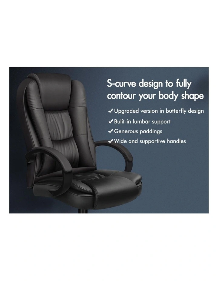 Executive Office Chair PU Leather Computer Gaming Racer Black Seat image 4