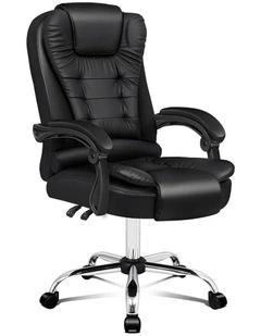 Office Chair PU Leather Seat Black