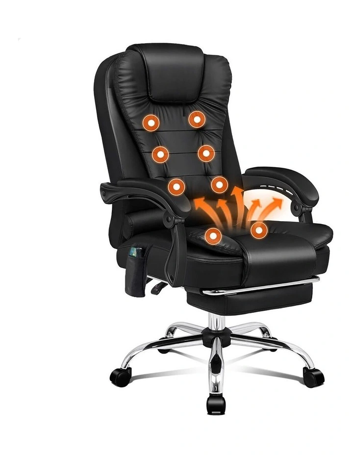 Office Chair Massage Heated Seat Black image 1