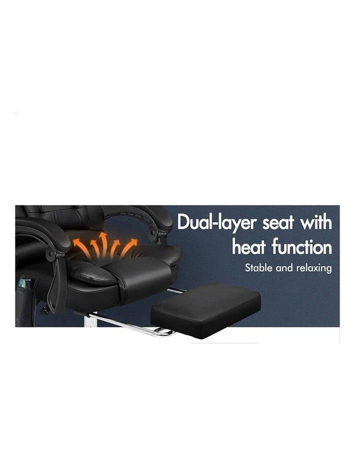 Office Chair Massage Heated Seat Black image 6